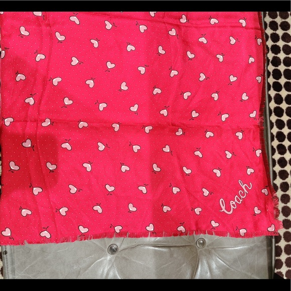 💯 NEW- Coach square silk scarf - RED - Picture 2 of 10